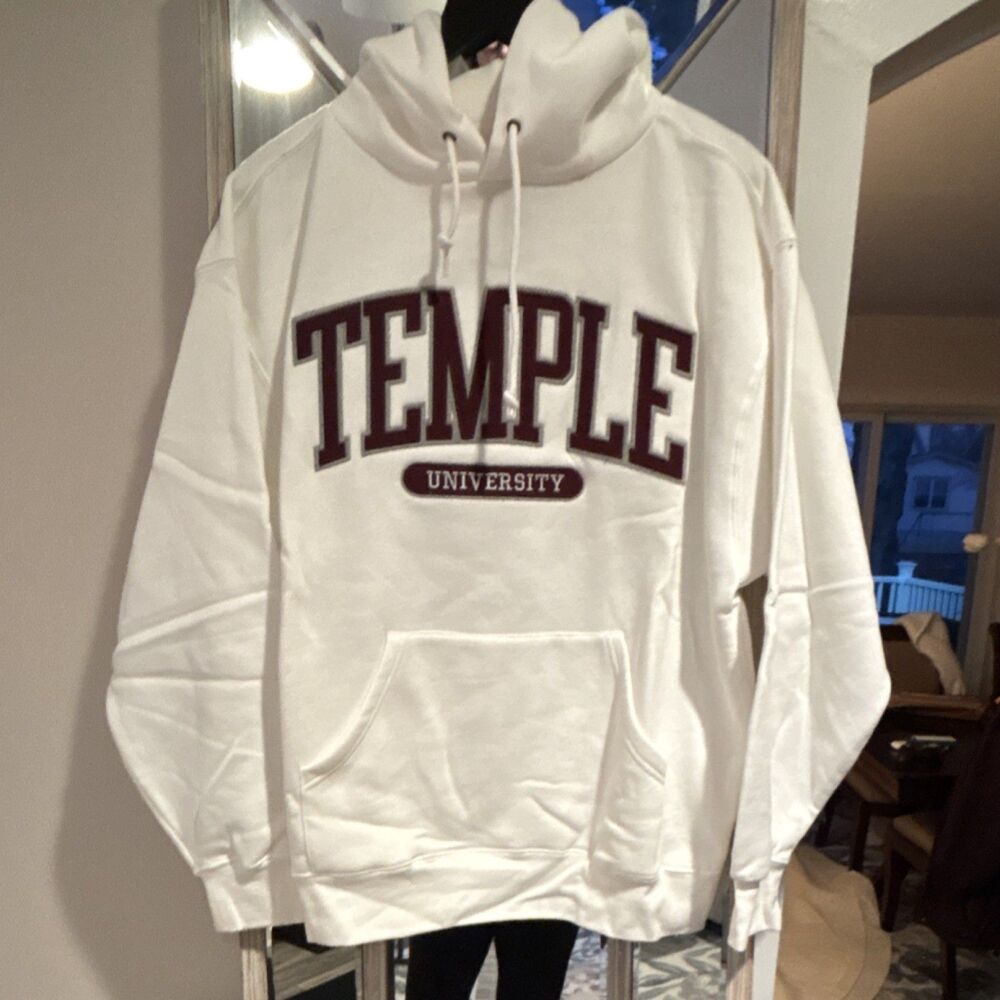 JanSport Temple University L Hoodie White Fleece Graphic Pullover Men's